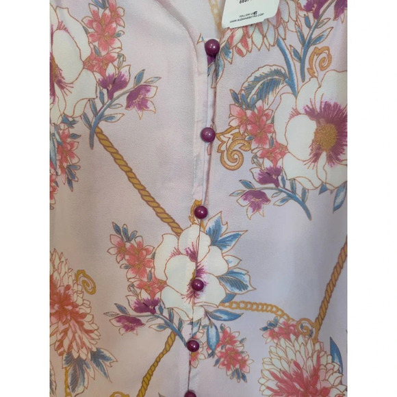 Suzanne Betro Women Floral Sheer Long Sleeve Blouse Tunic Flowy Pink Plus Sz 1X - Picture 4 of 8